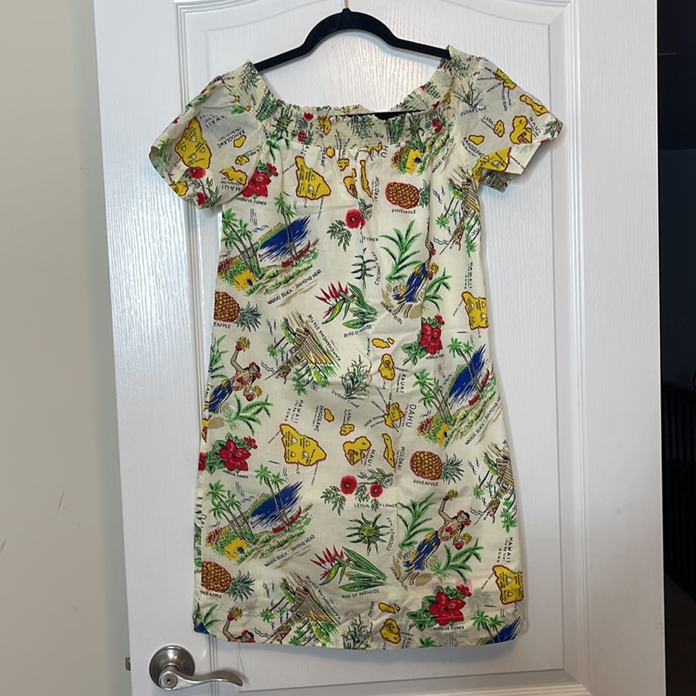 J Crew Hawaiian Printed Off the Shoulder Dress Size 2